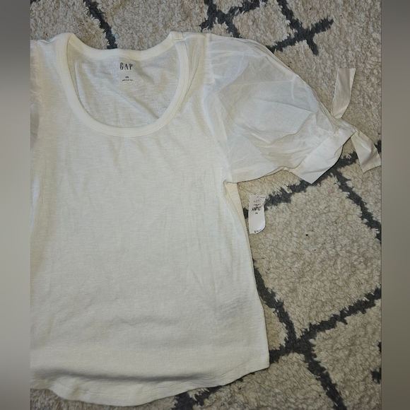 Gap ribbed puff sleeve short sleeve t shirt xs new with tags - Picture 1 of 7